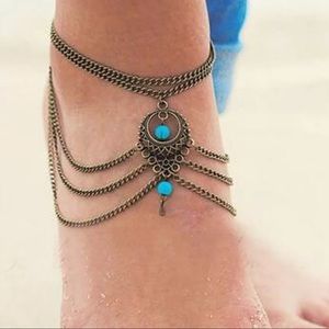 {RENEE} Boho bronze turquoise anklet body jewelry